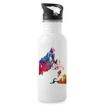 mountaineer climbing sport art #mountaineer #climb - Water bottle with straw - white - Right