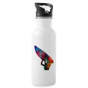 Surfer sport art #surfer #sport - Water bottle with straw - white - Right
