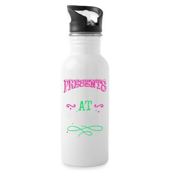 Dinosaurs Computer Bodybuilder Dinosaur Tshirt - Water bottle with straw - white - Right