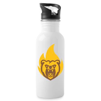 Strong Bear Flame - Water bottle with straw - white - Right