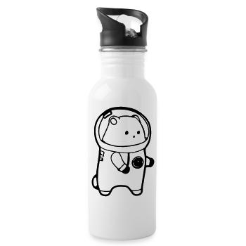 Hamster im Raumanzug Weltraum Astronaut - Trinkflasche mit integriertem Trinkhalm - Weiß - Rechts