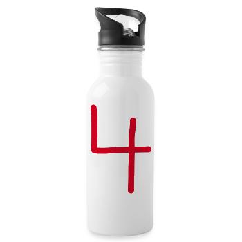 4 Number four number black birthday - Water bottle with straw - white - Right