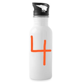 4 Number four number orange birthday - Water bottle with straw - white - Right