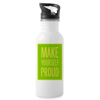 make yourself proud Zitat - Trinkflasche mit integriertem Trinkhalm - Weiß - Rechts