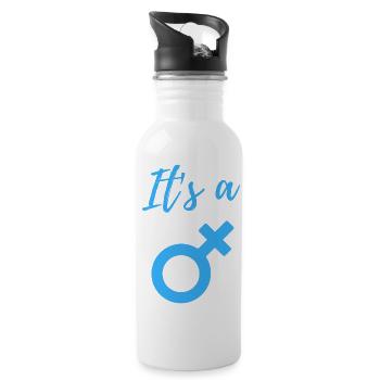 Baby Announcement Pregnancy - Boy - Surprise - Water bottle with straw - white - Right