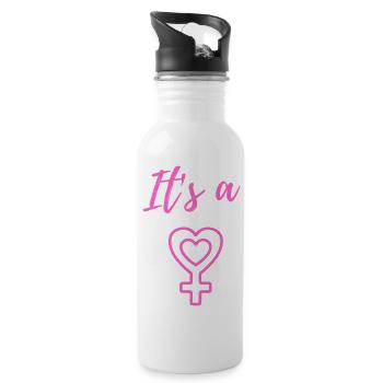 Baby Ankündigung - Mädchen - Schwangerschaft - Trinkflasche mit integriertem Trinkhalm - Weiß - Rechts