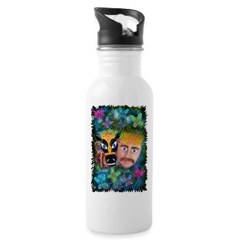 Traditionelle Masken Nicaraguas - Trinkflasche mit integriertem Trinkhalm - Weiß - Rechts