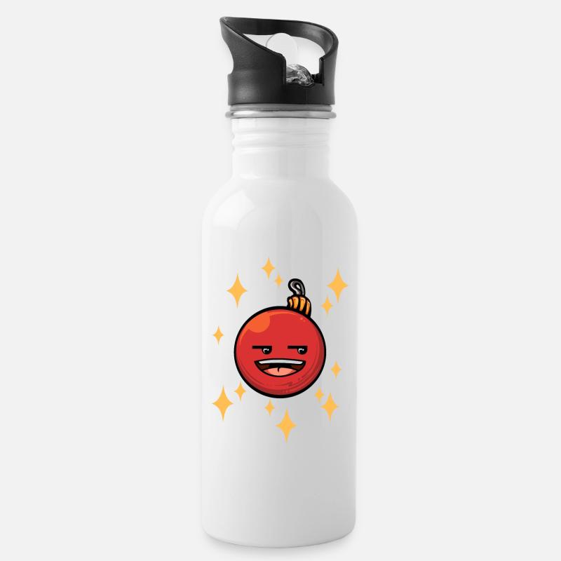 Funny Christmas bauble #5/9 - Water bottle with straw - white