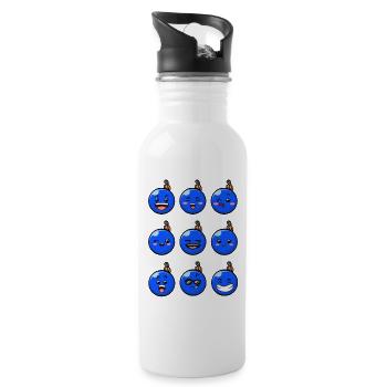 9 Weihnachtskugeln #6/10 Blau - Trinkflasche mit integriertem Trinkhalm - Weiß - Rechts