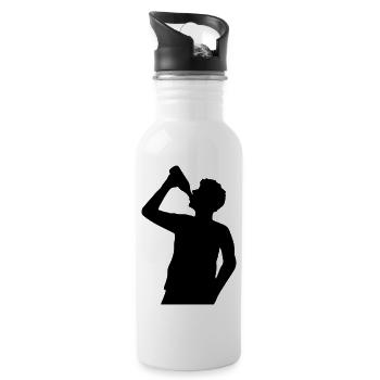 Silhouette d’homme à boire de la bière - Gourde avec paille intégrée - blanc - Droite