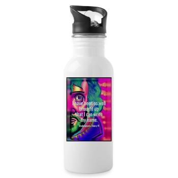 Psychedelischer Shakespeare mit Zitat - Trinkflasche mit integriertem Trinkhalm - Weiß - Rechts