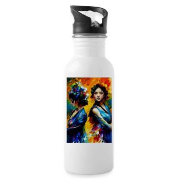 Herbst in China - Trinkflasche mit integriertem Trinkhalm - Weiß - Rechts