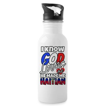 Haiti Haitian Flag Woman Princess I Gift - Water bottle with straw - white - Right
