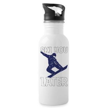 Ski Snowboarder Snowboard Gift - Water bottle with straw - white - Right