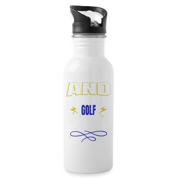 Golf Club Quote GolfDuvet Golfgirl Golfcoach - Water bottle with straw - white - Right