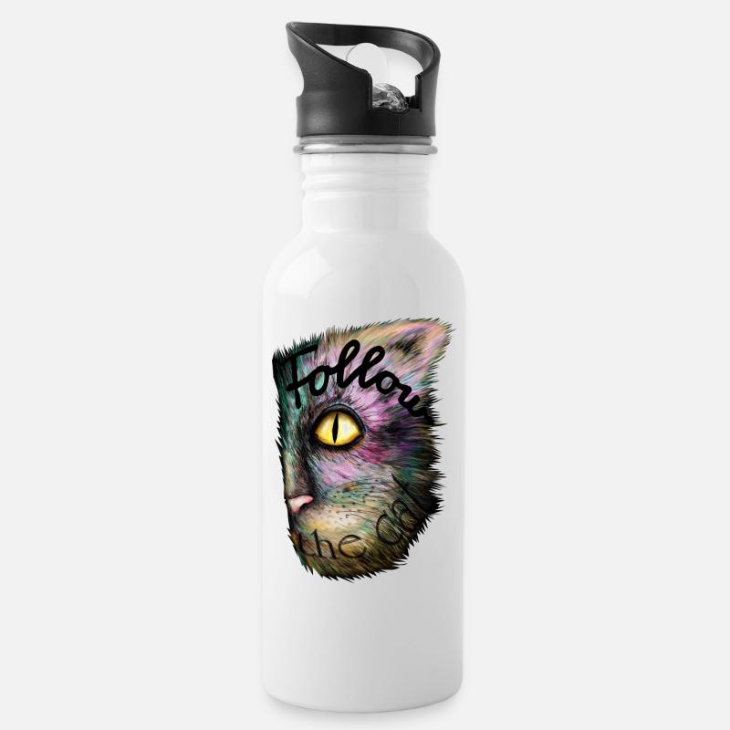 Chat magique - Gourde avec paille intégrée - blanc
