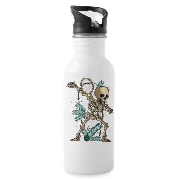 Badminton Dabbing Skeleton Halloween Shuttlecock - Water bottle with straw - white - Right