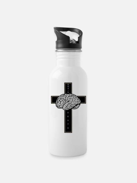 brain death - Trinkflasche mit integriertem Trinkhalm - Weiß