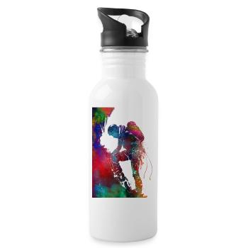 Mountaineer Climbing Sport Art #mountaineer #climb - Water bottle with straw - white - Right