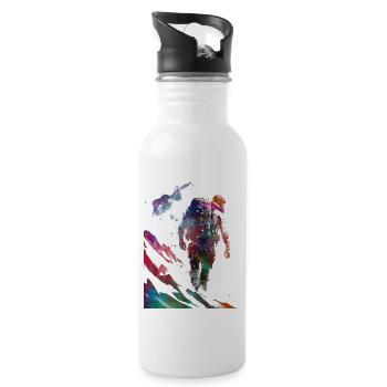 Mountaineer Climbing Sport Art #mountaineer #climb - Water bottle with straw - white - Right