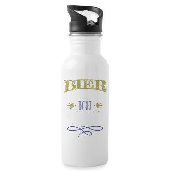 hopfen spaß humor lustiger spruch haustier - Trinkflasche mit integriertem Trinkhalm - Weiß - Rechts