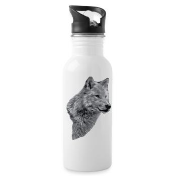 RAIK Kopf SW - Trinkflasche mit integriertem Trinkhalm - Weiß - Rechts