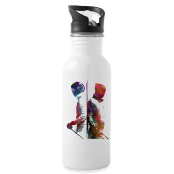 Fechten Sport Kunst #fencing #sport - Trinkflasche mit integriertem Trinkhalm - Weiß - Rechts