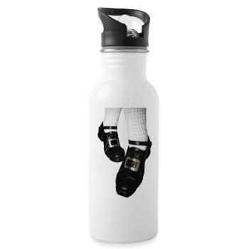 Irische Tanzschuhe, Steppschuhe, Hardshoes - Trinkflasche mit integriertem Trinkhalm - Weiß - Rechts