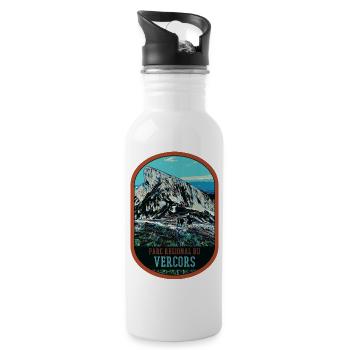 Illustration originale Parc Régional du Vercors - Gourde avec paille intégrée - blanc - Droite