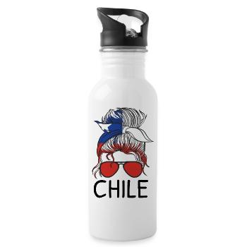 Chile Flagge Südamerika Chilenische Fahne Vintage - Trinkflasche mit integriertem Trinkhalm - Weiß - Rechts