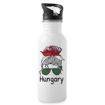 Hungary Flag Hungarian flag Balaton Hungary - Water bottle with straw - white - Right