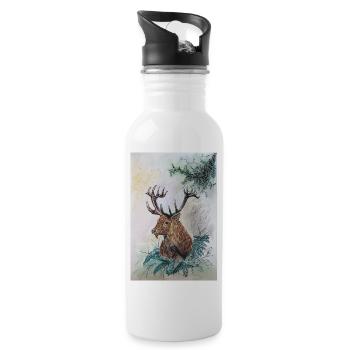 Hirsch Deer - Trinkflasche mit integriertem Trinkhalm - Weiß - Rechts