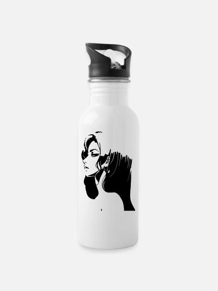 WOMAN - Water bottle with straw - white
