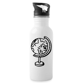 Globus Erdkugel Geschenkidee - Trinkflasche mit integriertem Trinkhalm - Weiß - Rechts