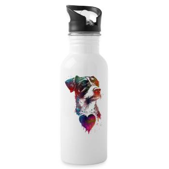Dog love graphic art #dog - Water bottle with straw - white - Right