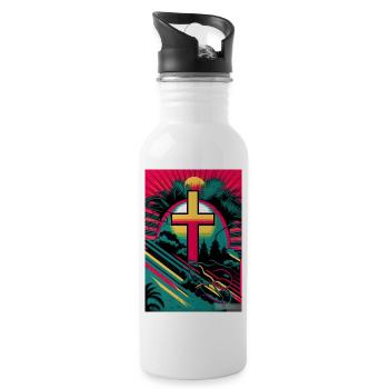 Easter Christianity Gift - Water bottle with straw - white - Right