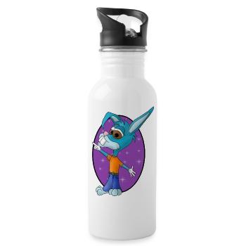 Lustiger kleiner Osterhase - Trinkflasche mit integriertem Trinkhalm - Weiß - Rechts