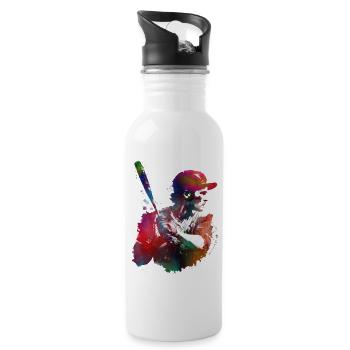 Baseball player #baseball #sport - Water bottle with straw - white - Right