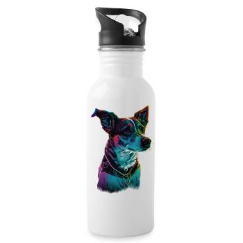 Jack Russell 80s - Trinkflasche mit integriertem Trinkhalm - Weiß - Rechts