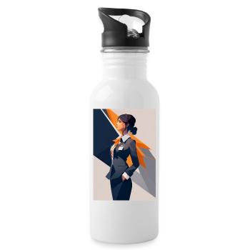 Flugbegleiterin 3 - Trinkflasche mit integriertem Trinkhalm - Weiß - Rechts