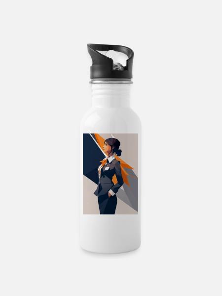 Flight Attendant 3 - Water bottle with straw - white
