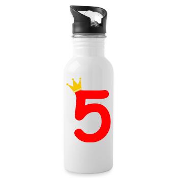 5th Birthday Gift - Water bottle with straw - white - Right