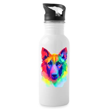 Schäferhund Hund Hundehalter Hunde Hundebesitzer - Trinkflasche mit integriertem Trinkhalm - Weiß - Rechts