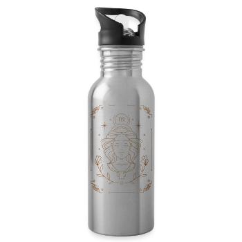 Signe de la Vierge : Constellation du zodiaque - Gourde avec paille intégrée - argent clair - Droite