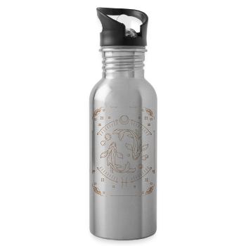 Signe des Poissons : Constellation du zodiaque - Gourde avec paille intégrée - argent clair - Droite