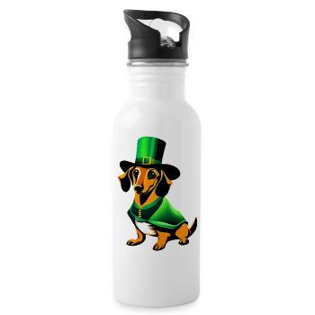 Dogs Dachshund Dog Owner Dog St Patrick's Day - Water bottle with straw - white - Right