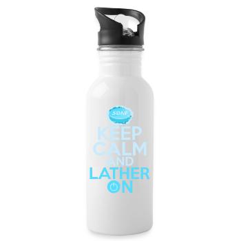 Keep Calm And Lather On Soapmaker Soapmaking - Water bottle with straw - white - Right