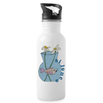 fisch im glas gewebe - Trinkflasche mit integriertem Trinkhalm - Weiß - Rechts
