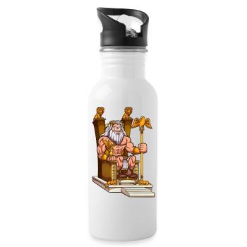 Zeus On Throne - Water bottle with straw - white - Right