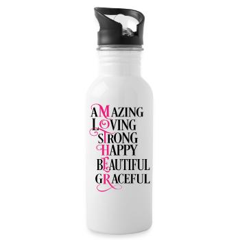 Mother, amazing, loving, strong, happy, beautiful - Gourde avec paille intégrée - blanc - Droite